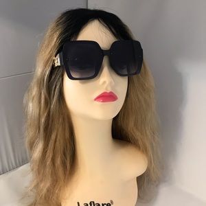 Womens Rectangle Black Sunglasses